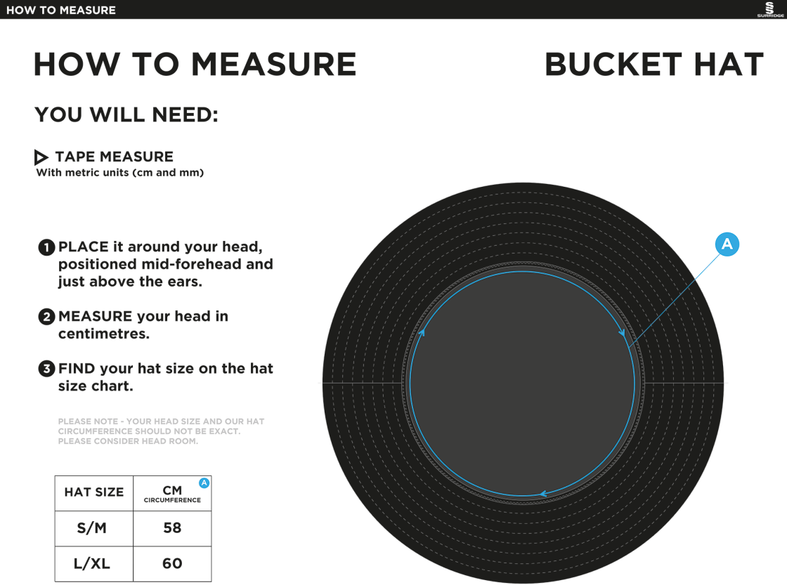 WEAVERHAM CC Dual Bucket Hat - Navy - Size Guide